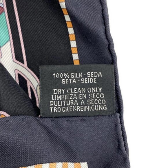 Auth HERMES Petit Carre - Black Light Blue Multi Scarf - Picture 4 of 6